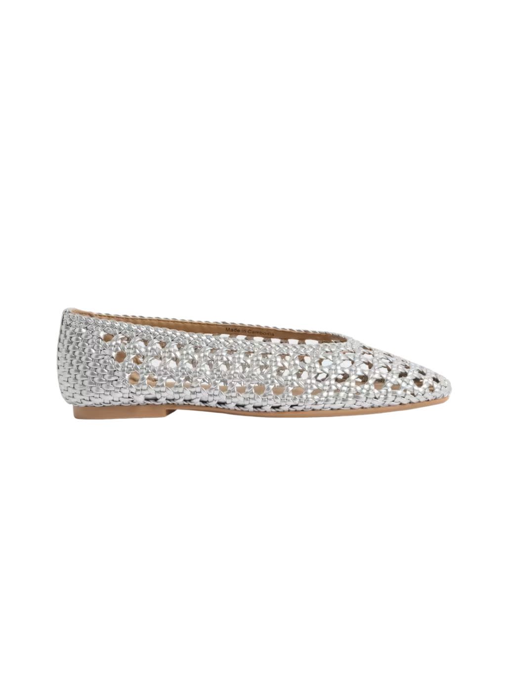 Silver woven ballet pumps