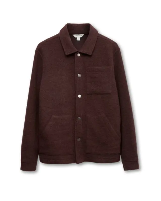 A Burgundy fleece shacket