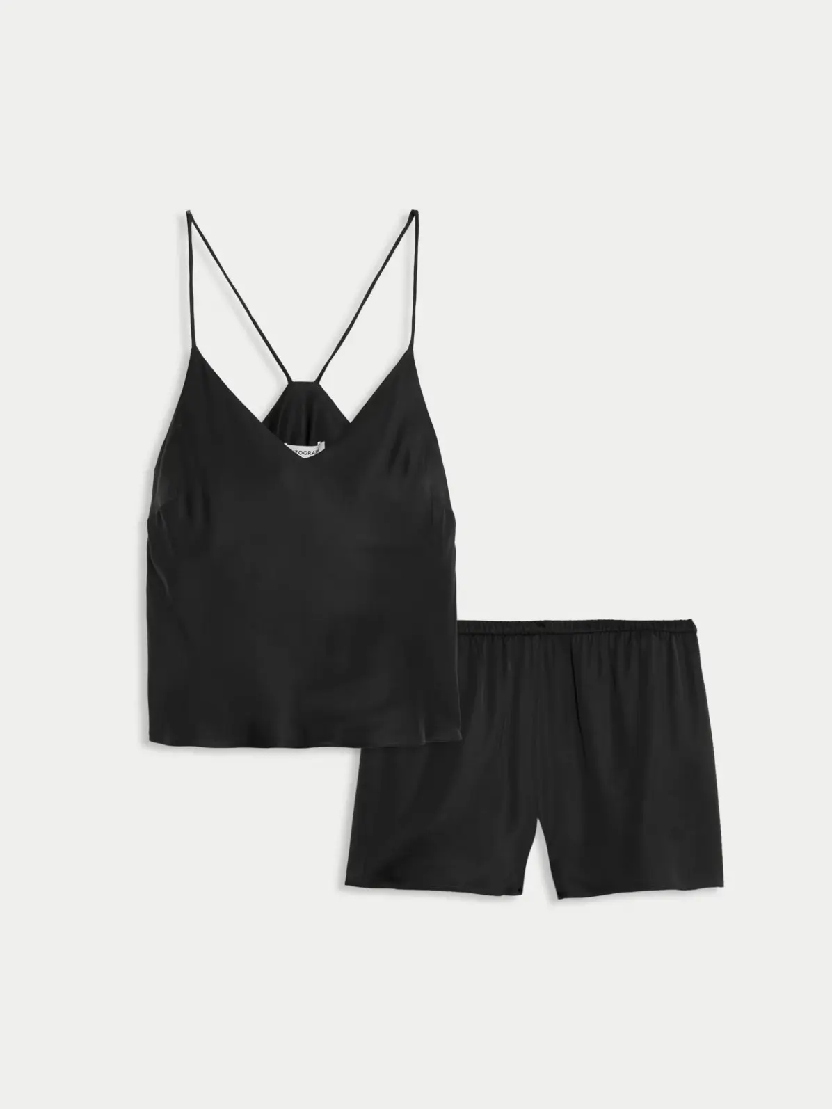 Satin pyjama set in black