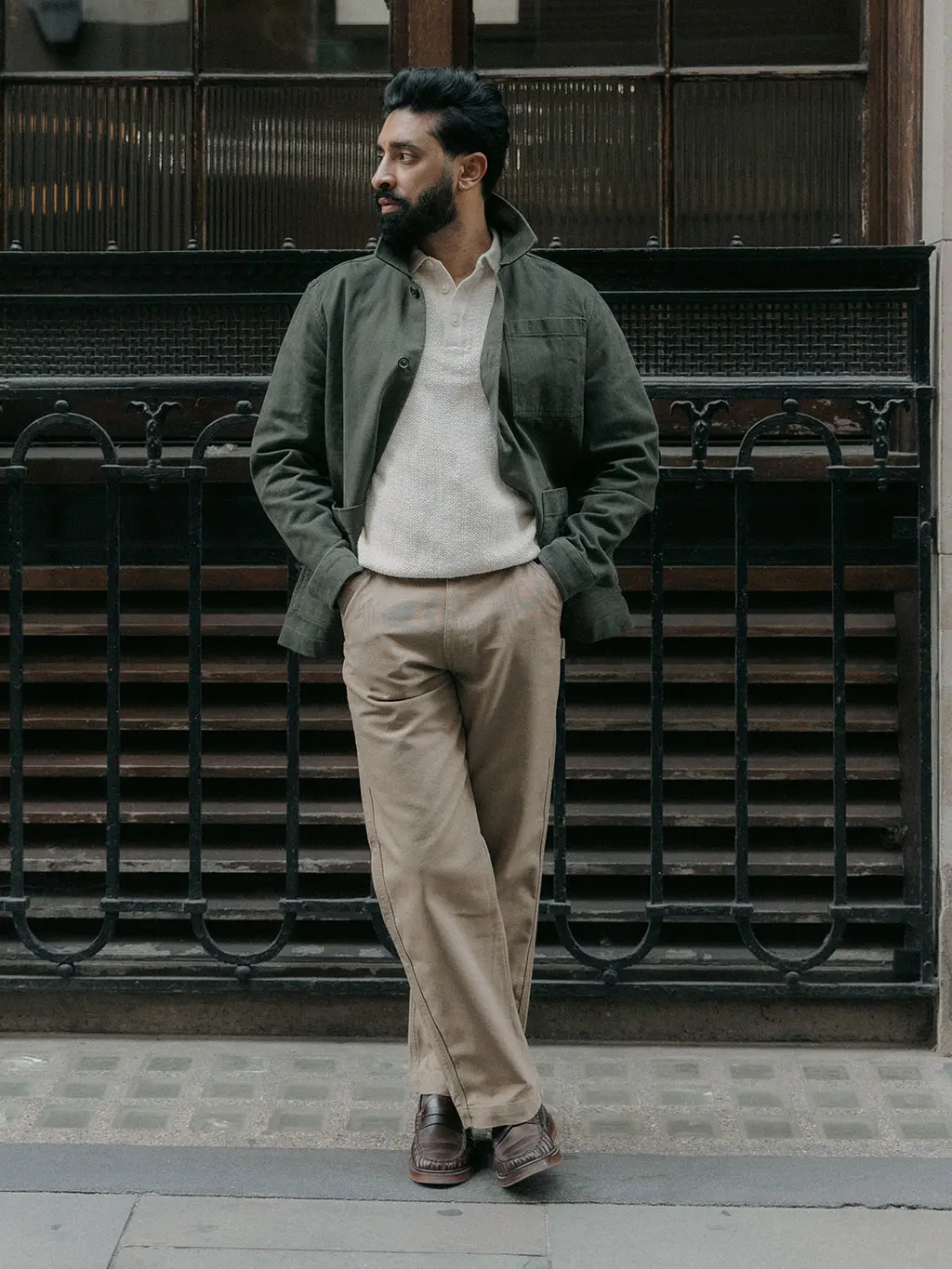 Gurj Sohanpal in green jacket and chinos