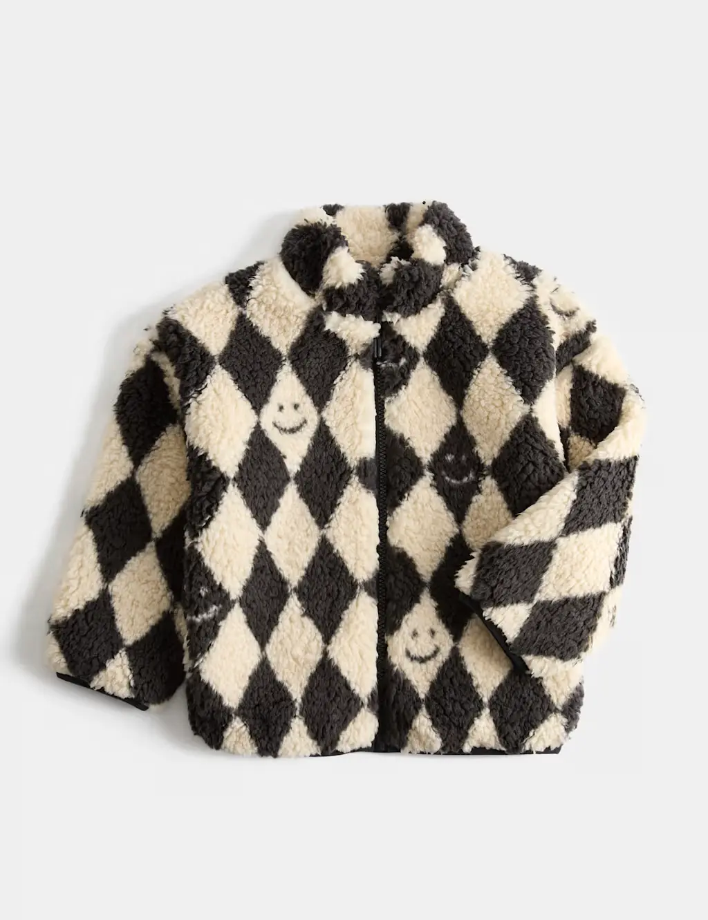 Harlequin Patterned Borg Jacket