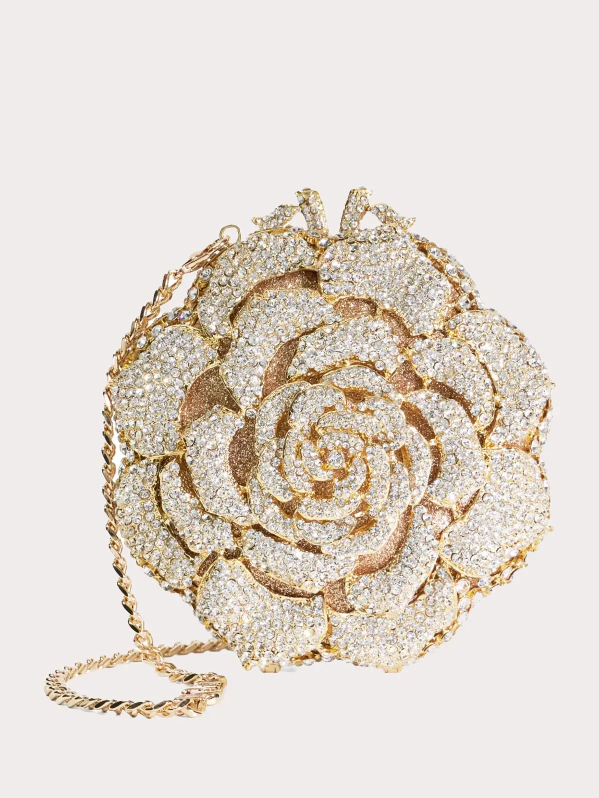 Diamante chain strap bag in flower design