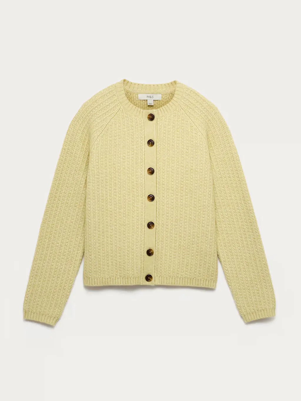 Yellow round-neck cardigan