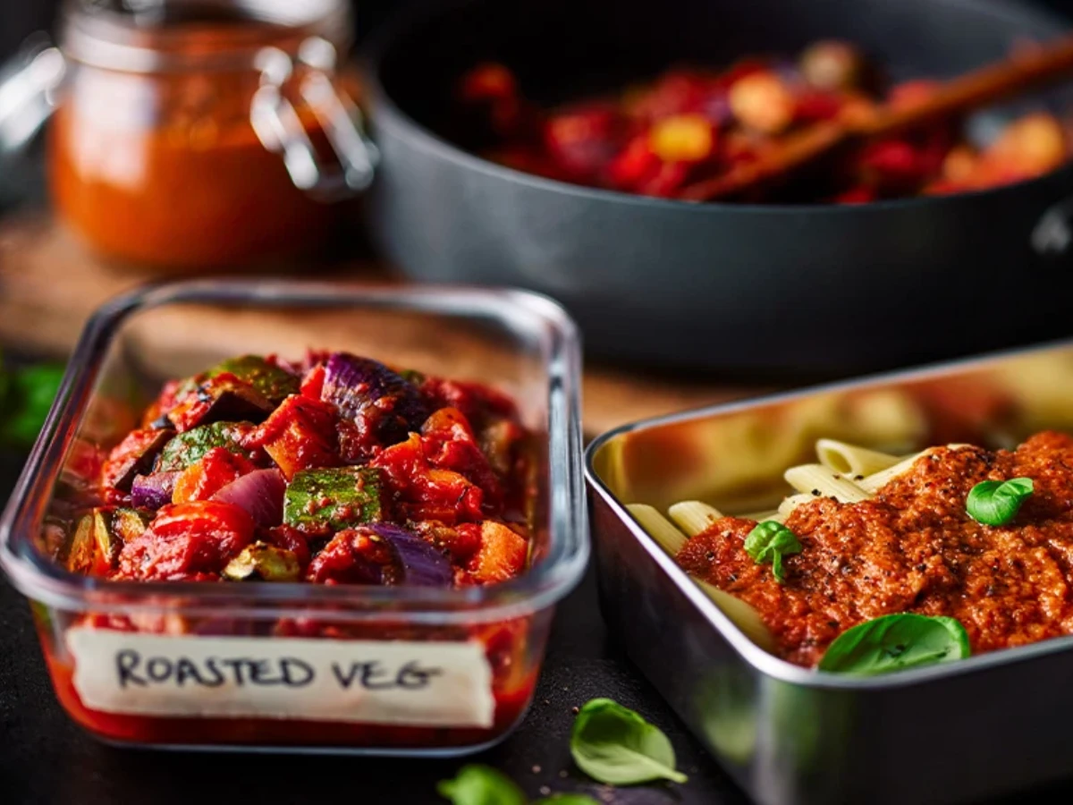 meal prep roasted veg pasta sauce
