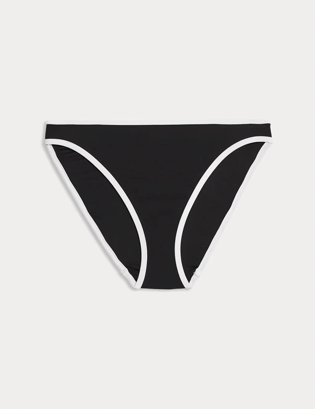 Black high-leg bikini briefs with white trims
