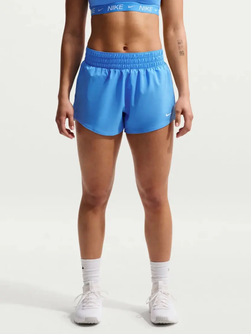 Woman wearing blue workout shorts