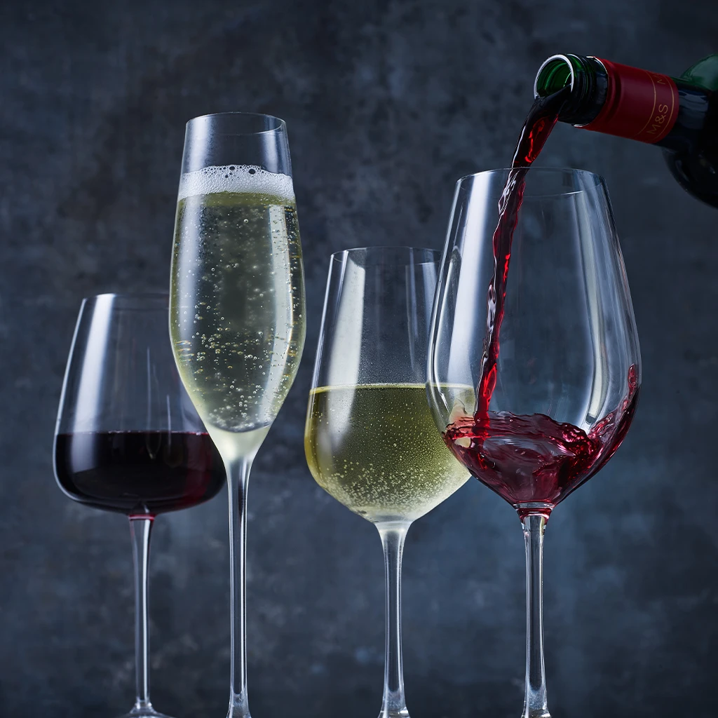 A selection of glasses filled with wine