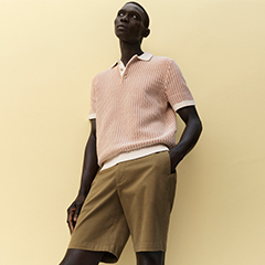 T-shirt Henley Homme Marks And Spencer - Beige Rayé - Taille L - Manches Longues