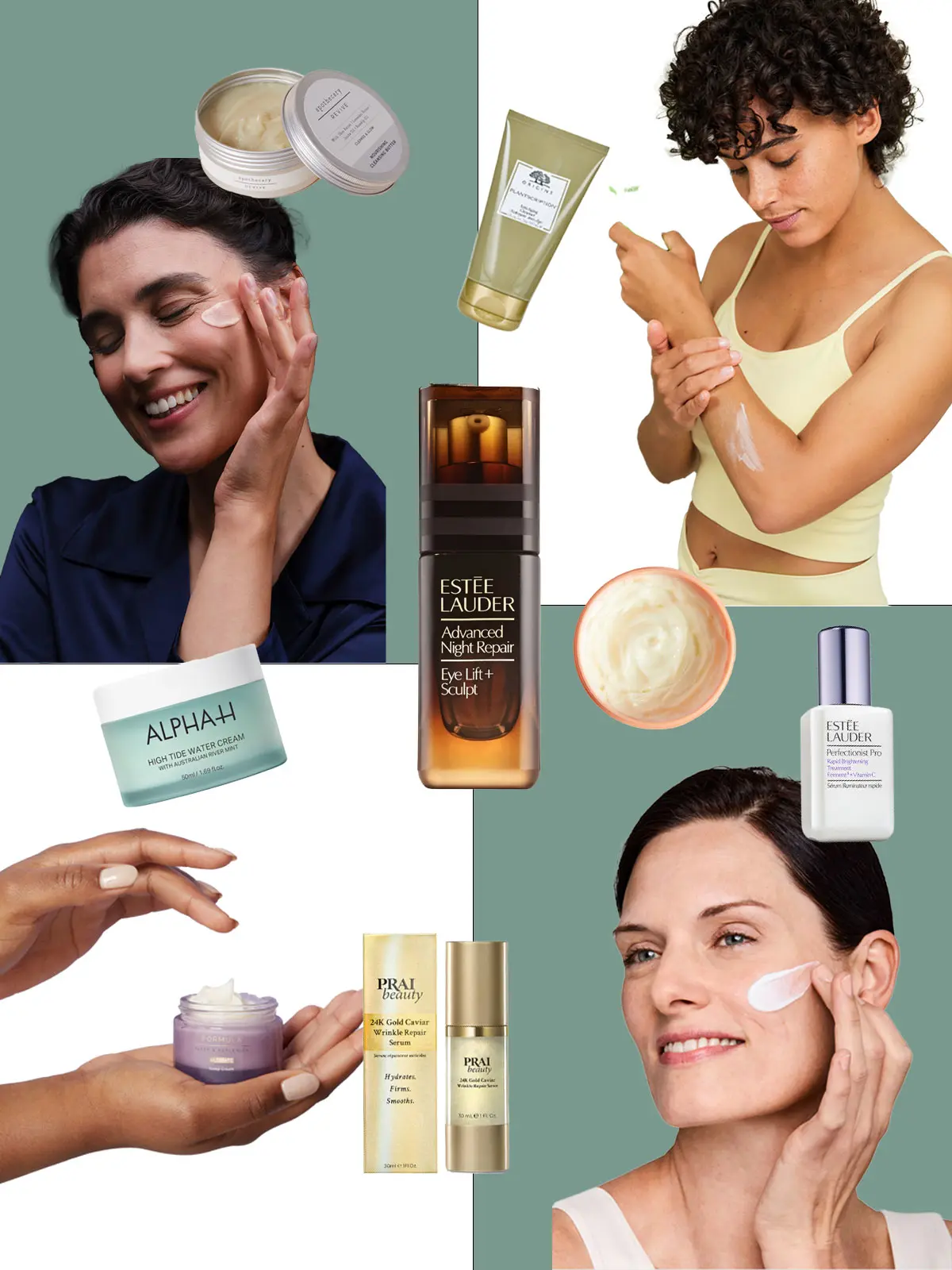 Collage of an assortment of various skincare products