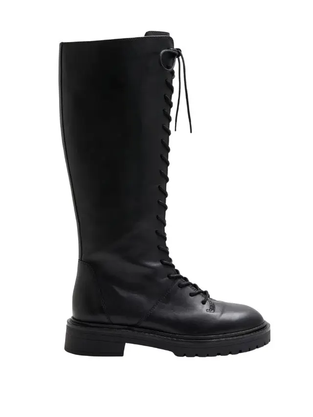 Black knee high lace up boots by M&S