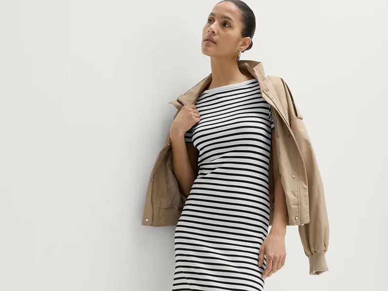 Woman in striped dress