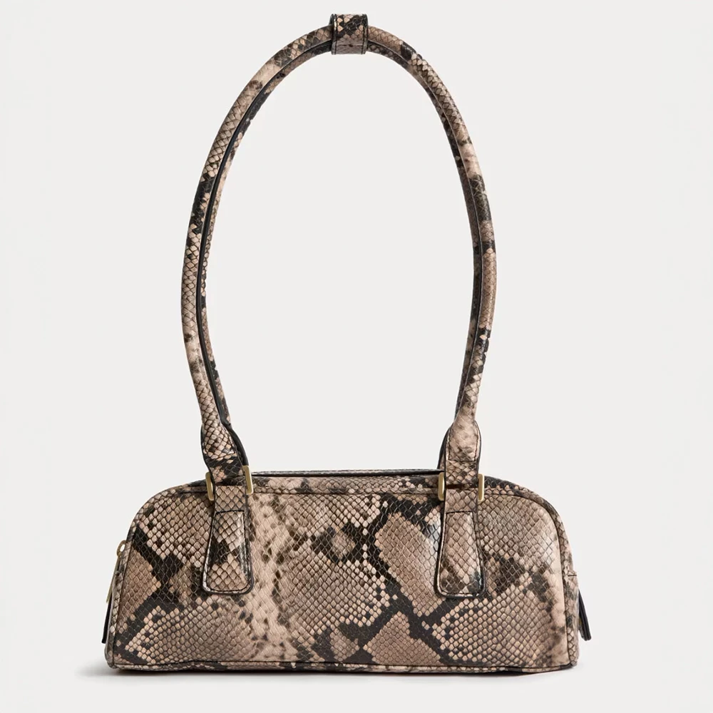 Snake-print shoulder bag