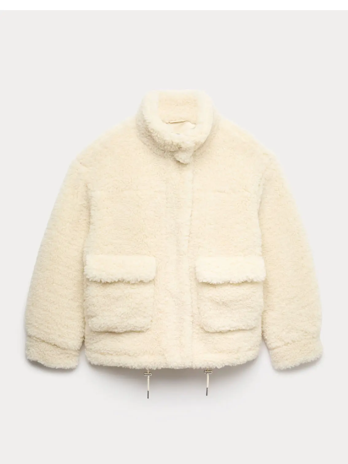 Cream borg jacket with side pockets