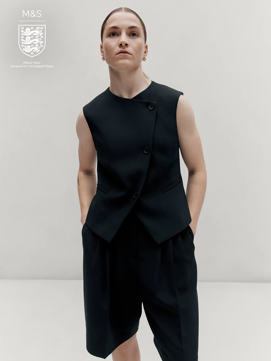 Jess Park wearing the M&S x ENGLAND collection