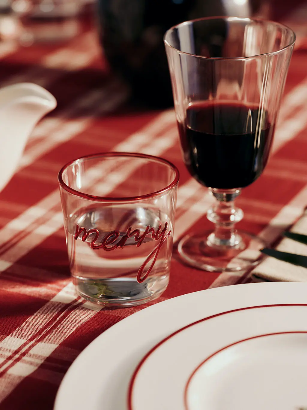 Glasses on Christmas table