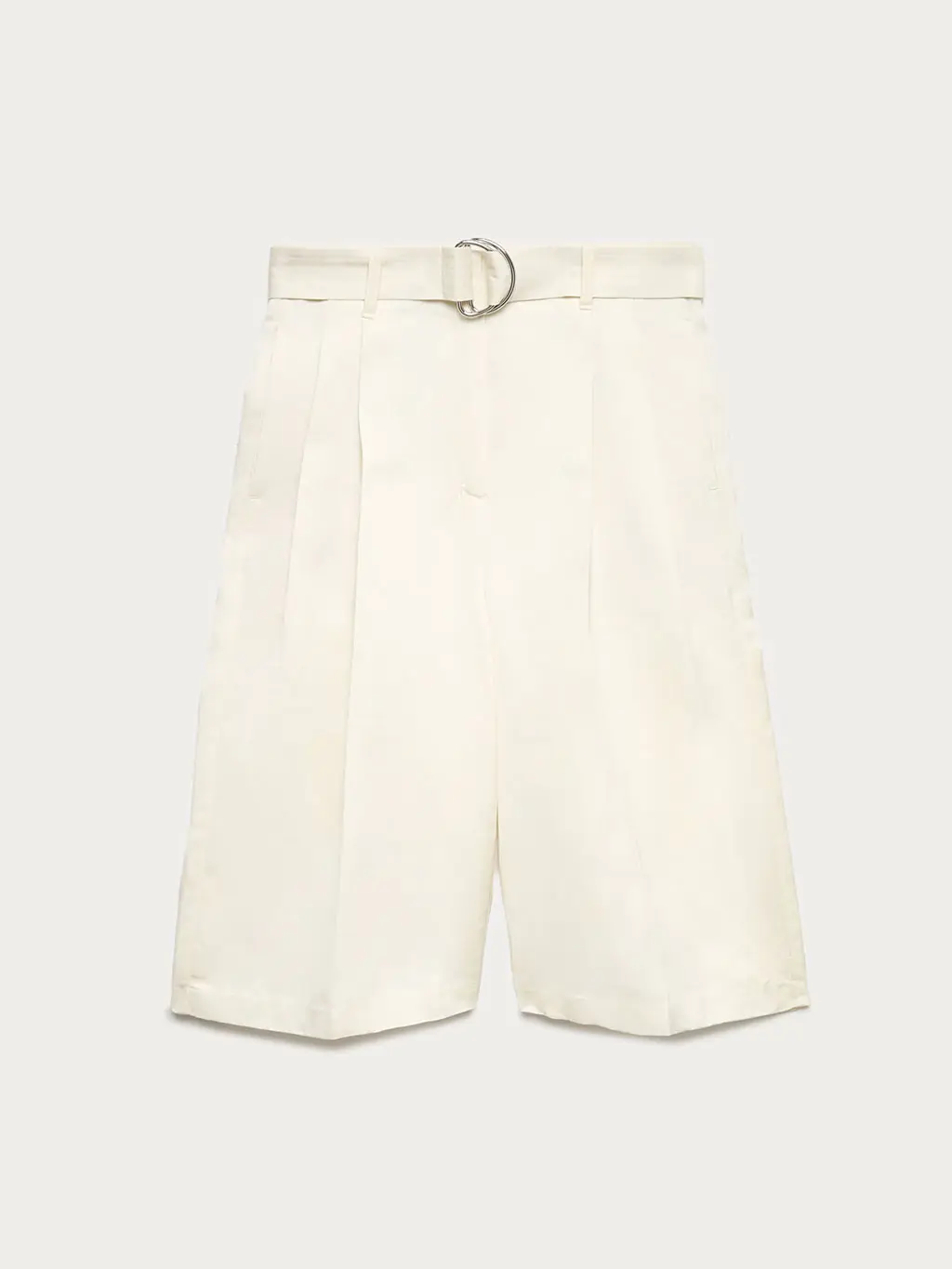 White linen-blend Bermuda shorts