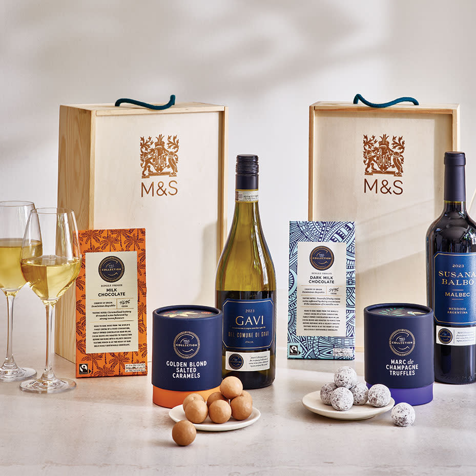 White Wine & Chocolate Gift Box. Shop Gifts for him