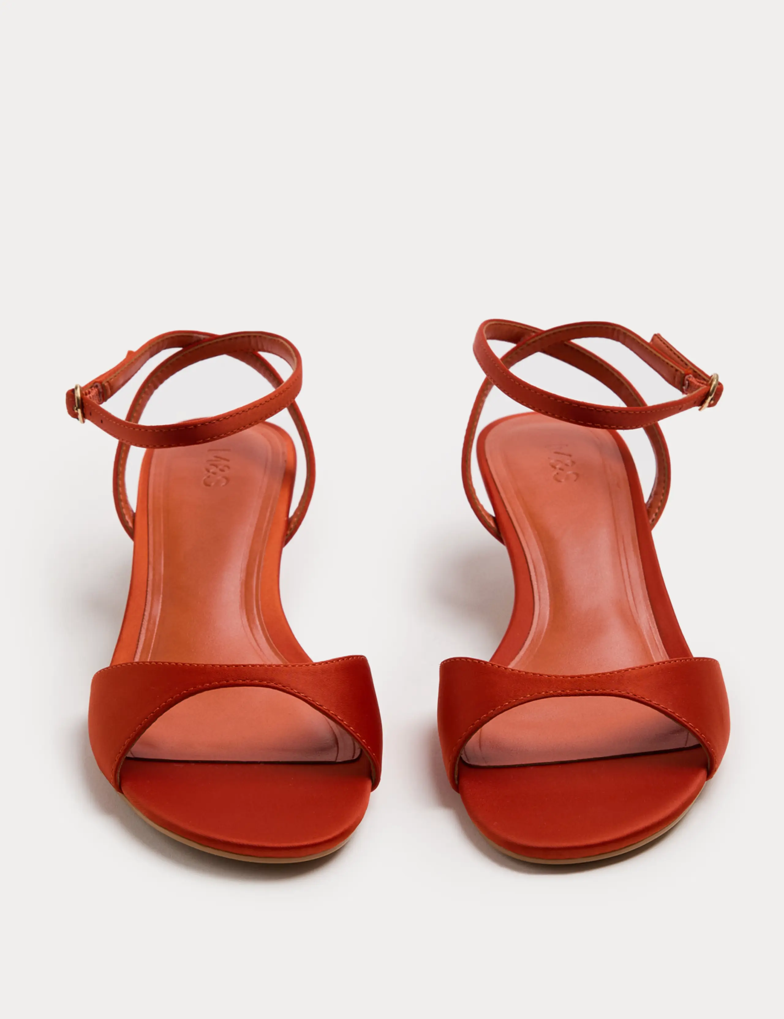 Red satin kitten heels