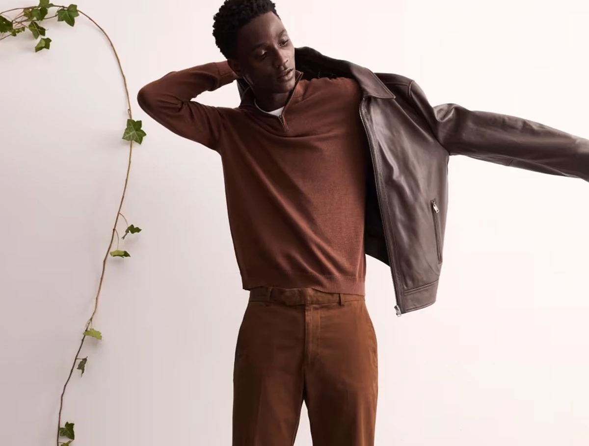 Man wearing tapered chinos by Jaeger at M&S