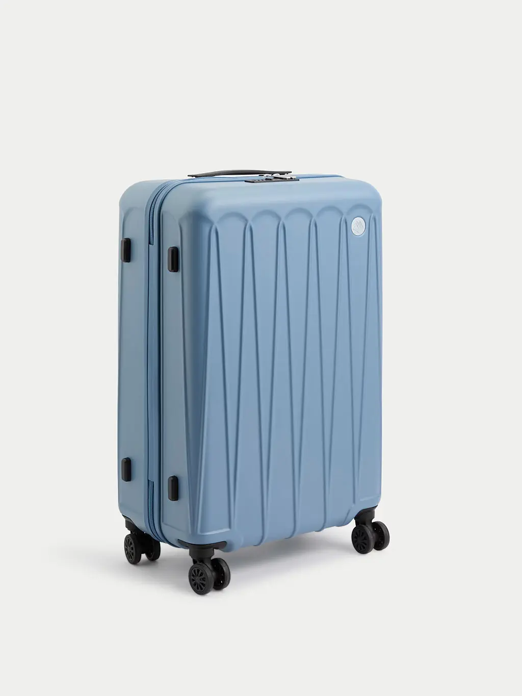 Blue hard-shell suitcase