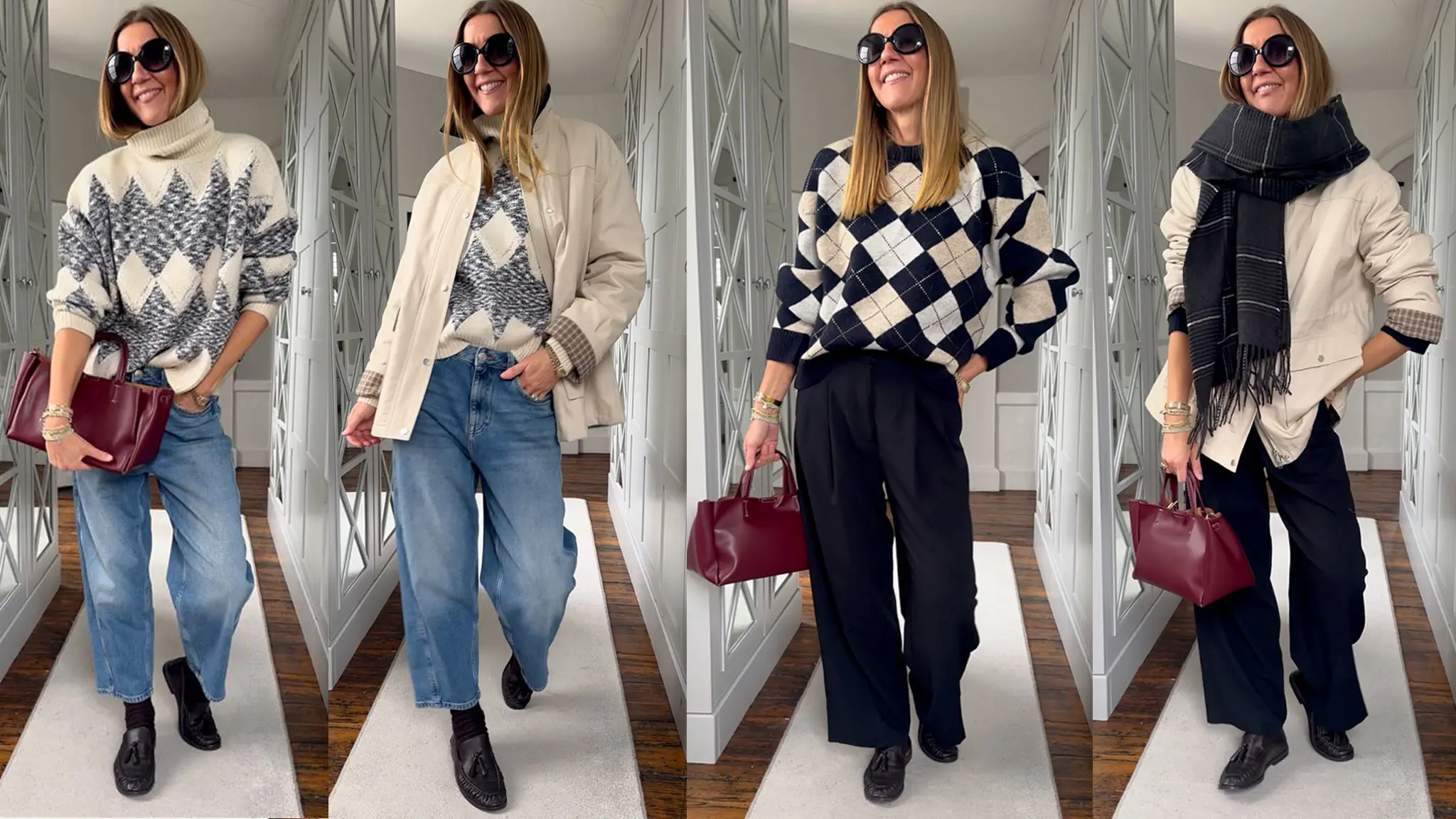 Collage showing ways to wear checks