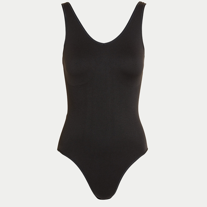 Black smoothing shapewear bodysuit. Shop now