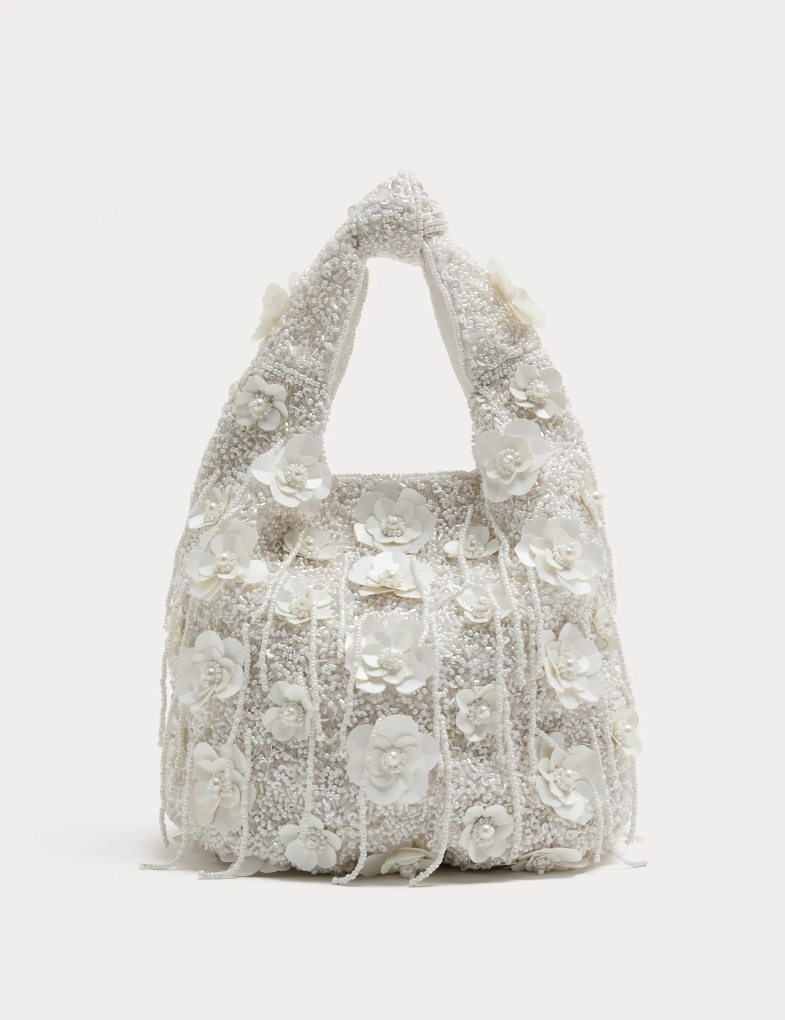 White beaded floral bag