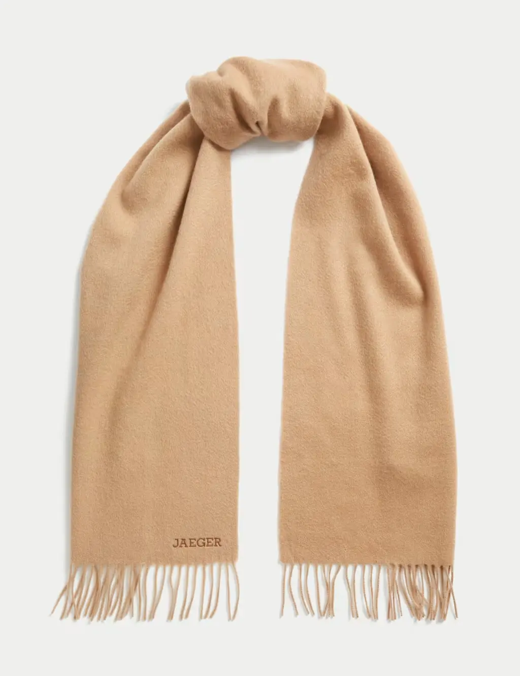 Men's camel cashmere scarf by Jaeger