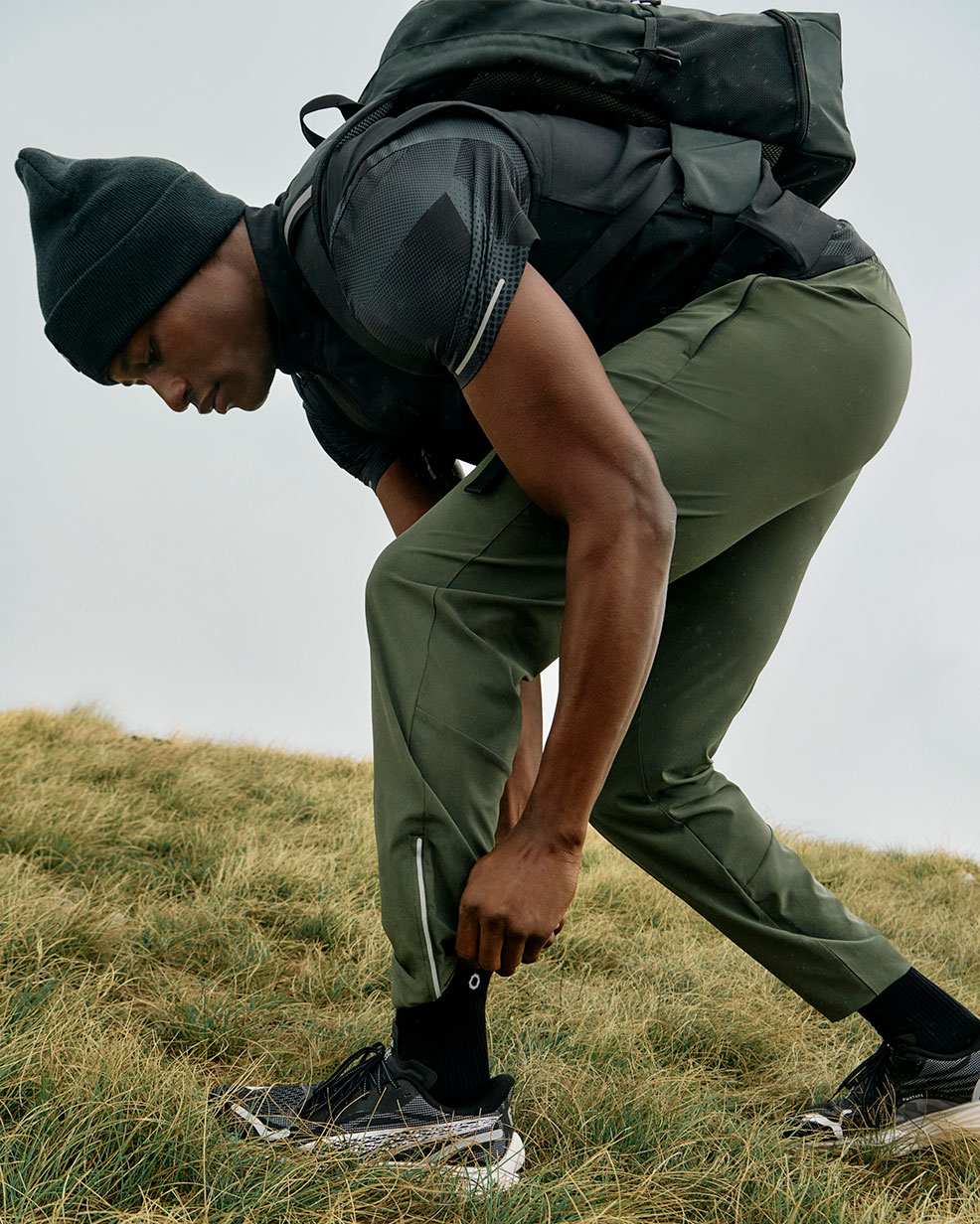 Man wearing winter workout clothes at M&S