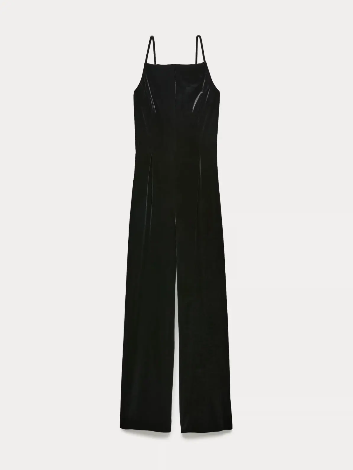 Black velvet square-neck jumpsuit