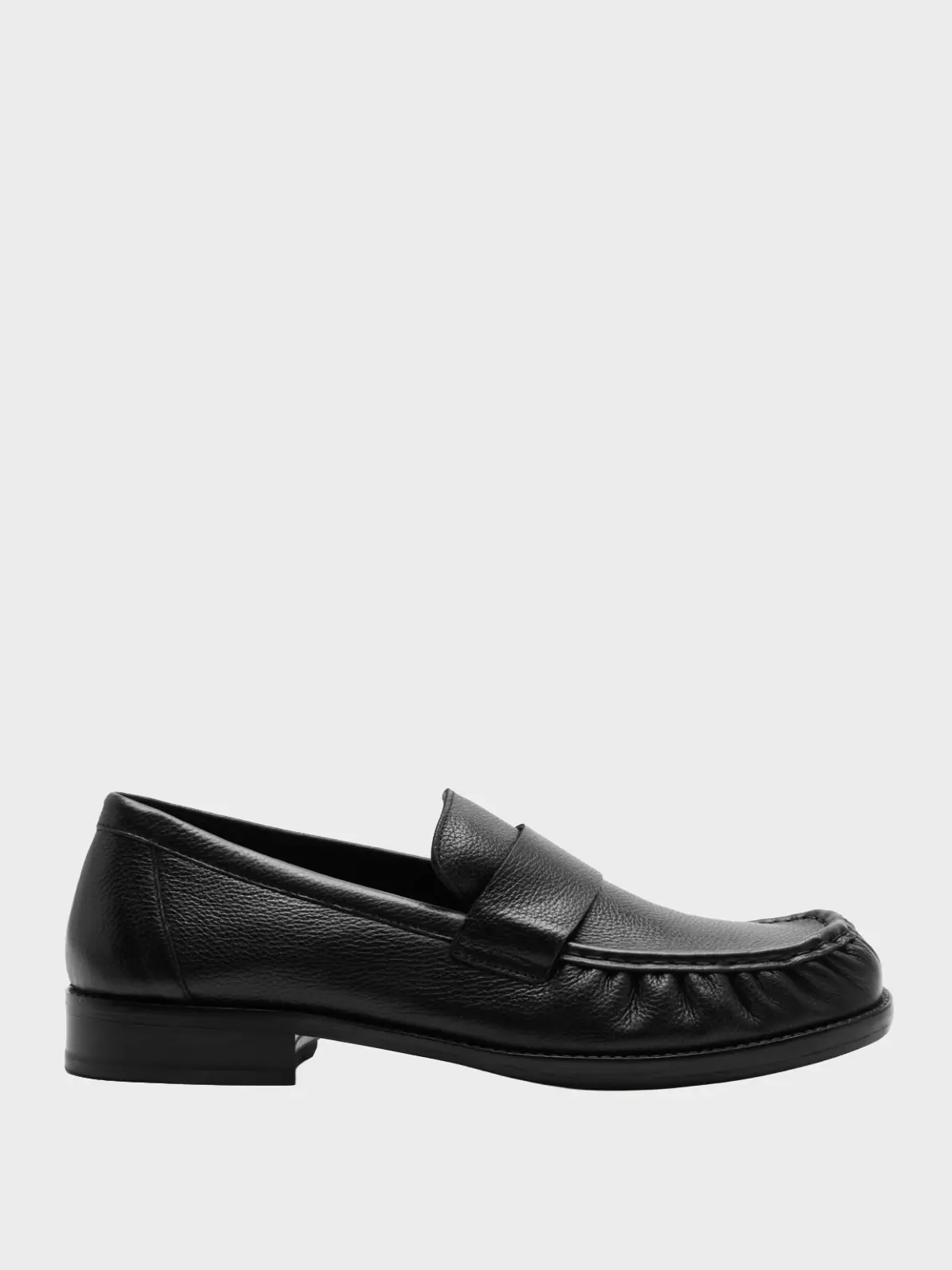 Black leather loafer