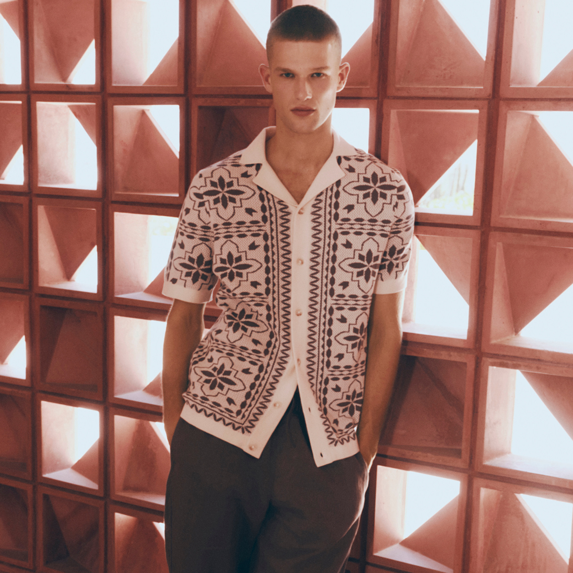 Man wearing printed shirt