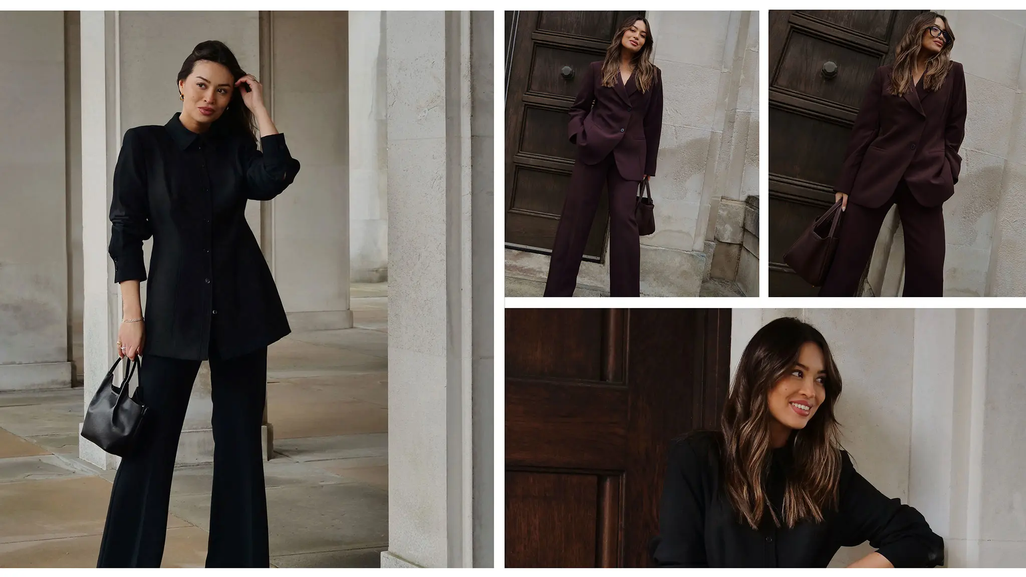 Collage of Vanessa Rose Blair wearing suits