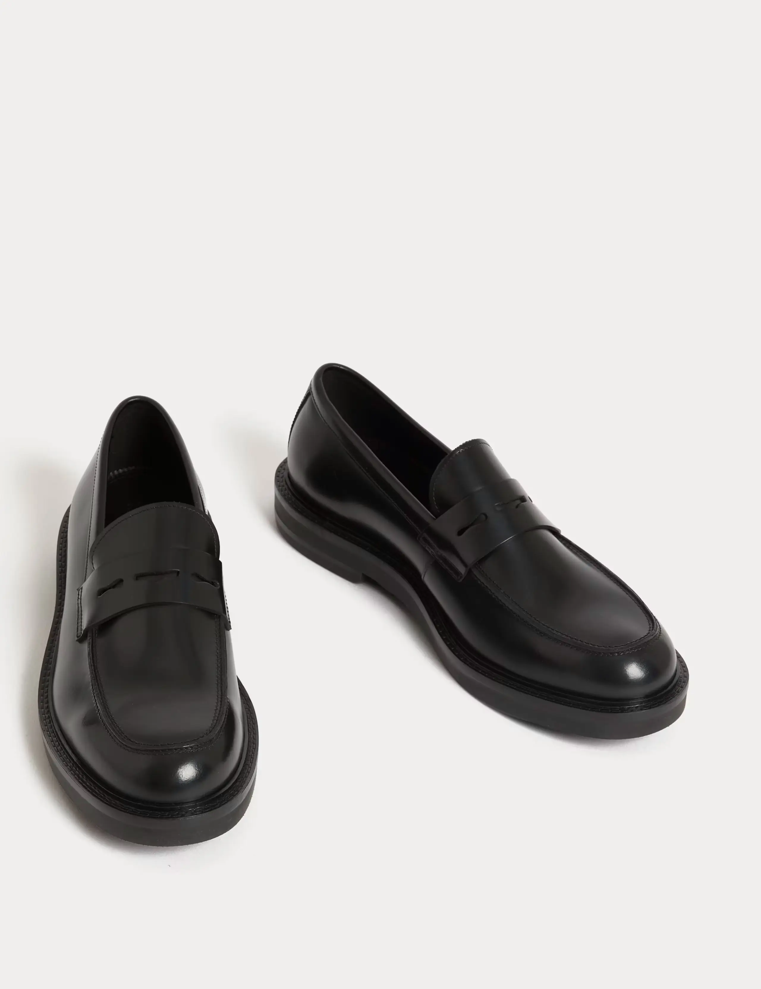 Black leather loafers