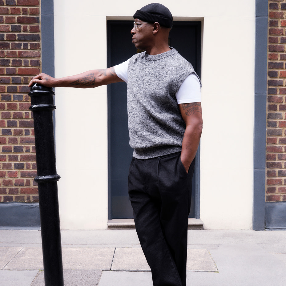 Ian wright wearing grey kiniwear
