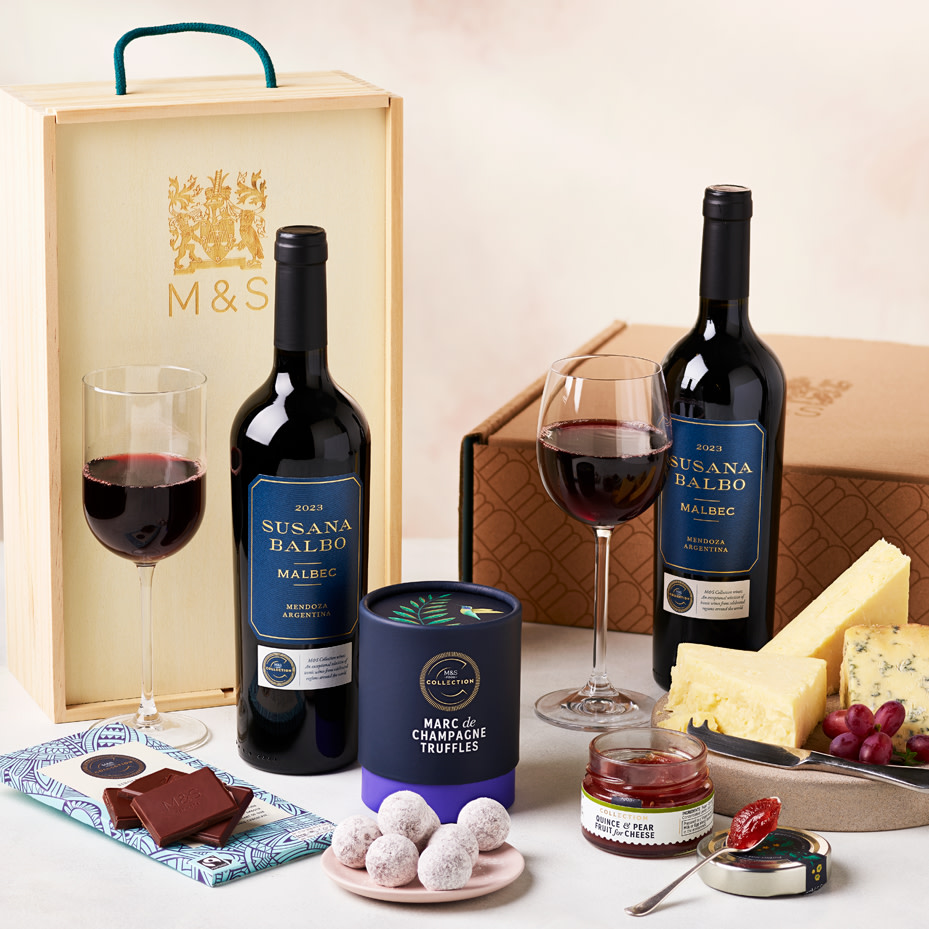 Red Wine & Chocolates Gift Box & Red Wine & Cheese Gift Box