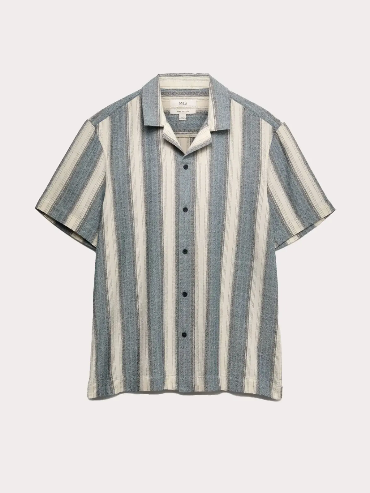 Striped short-sleeve shirt in blue and ivory