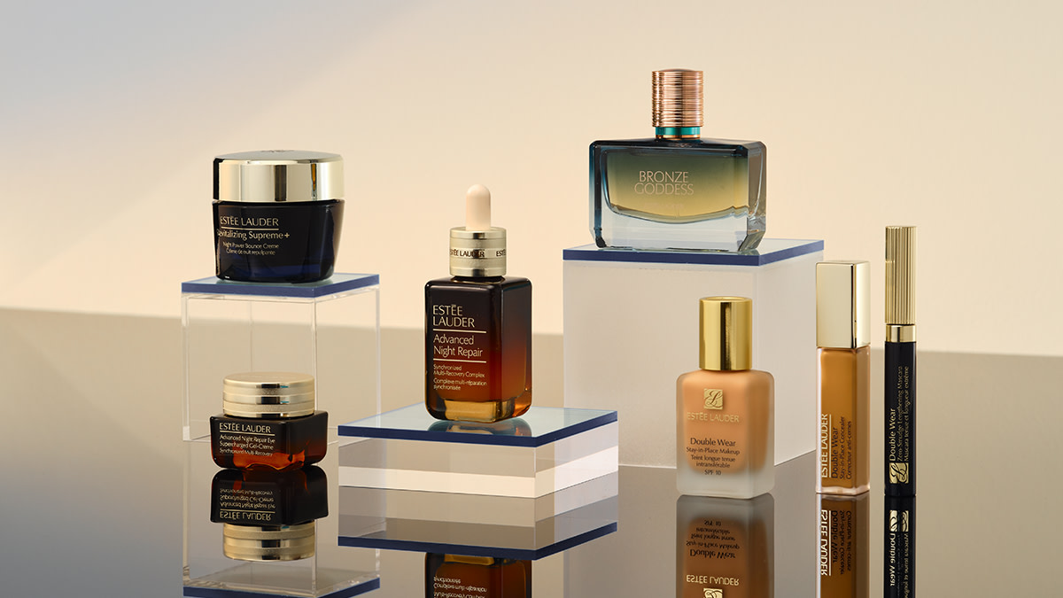 Assorted skincare and beauty products by Estée Lauder at M&S