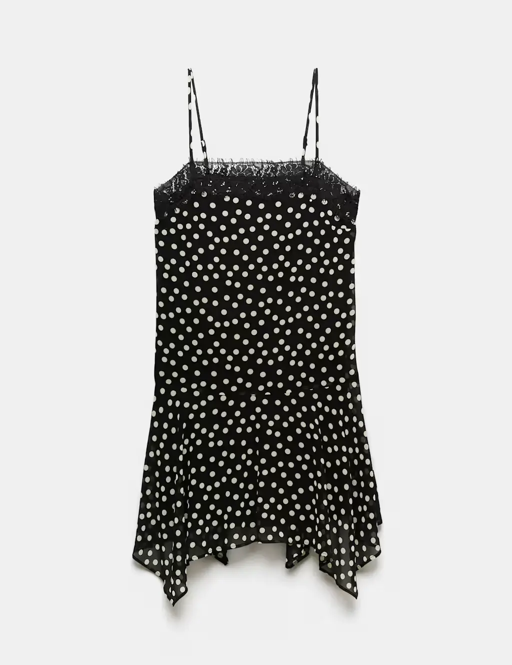 Polka Dot Lace Detail Mini Slip Dress