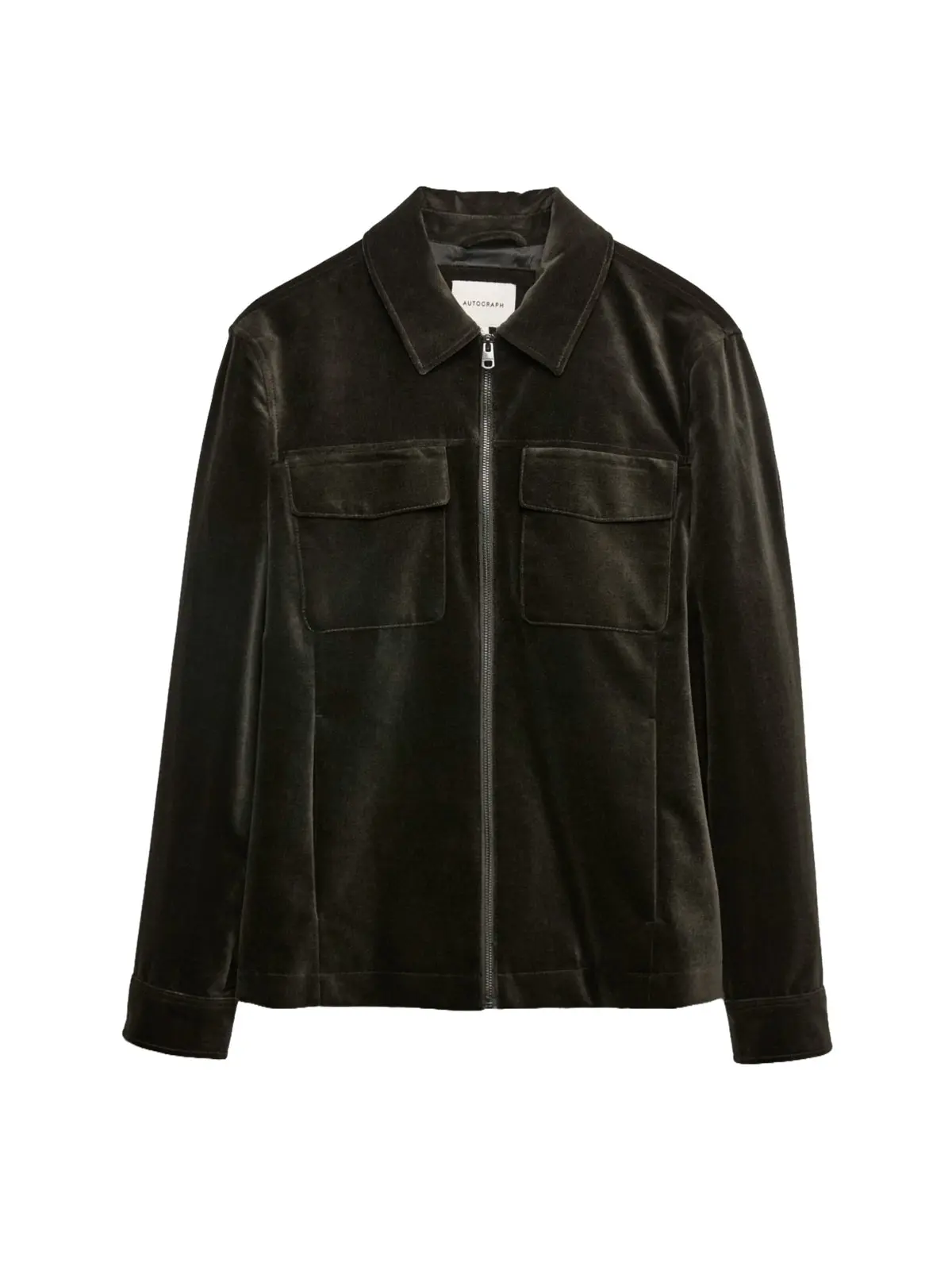 Dark olive velvet trucker jacket 