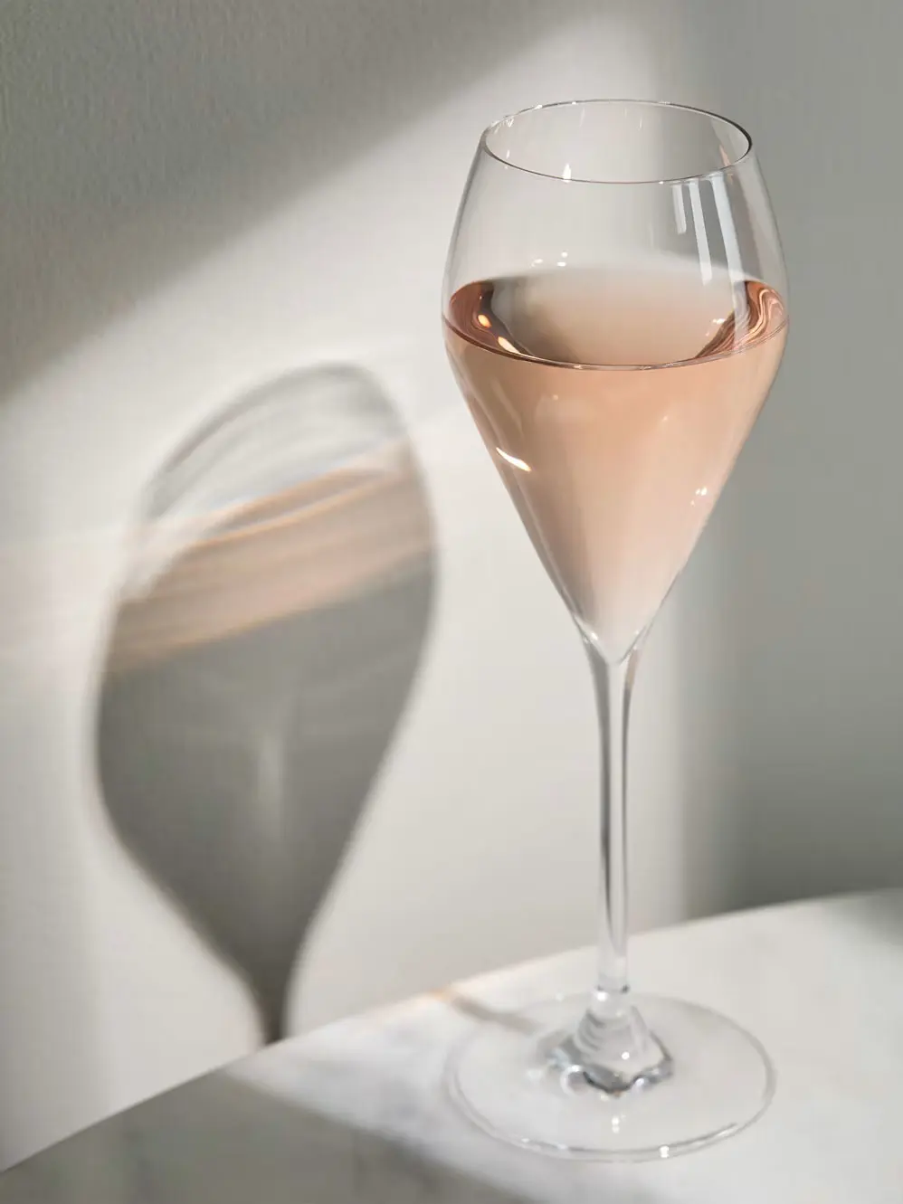 Prosecco glass with rose