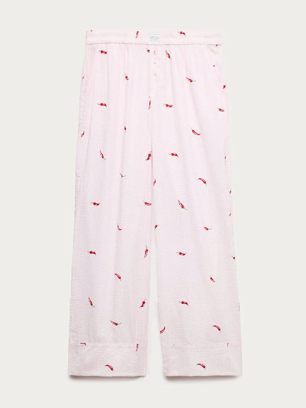 Chilli-print seersucker pyjama bottoms