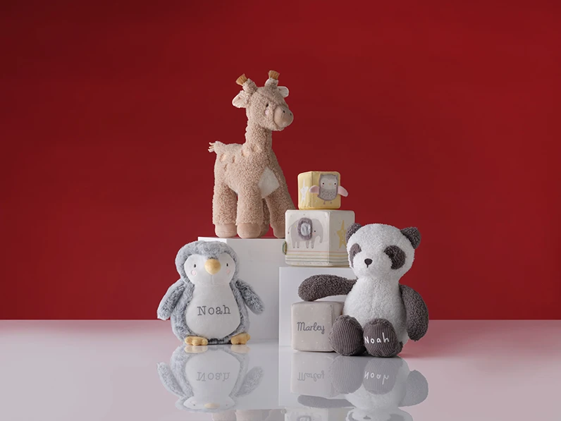 A selection of personalised baby toys