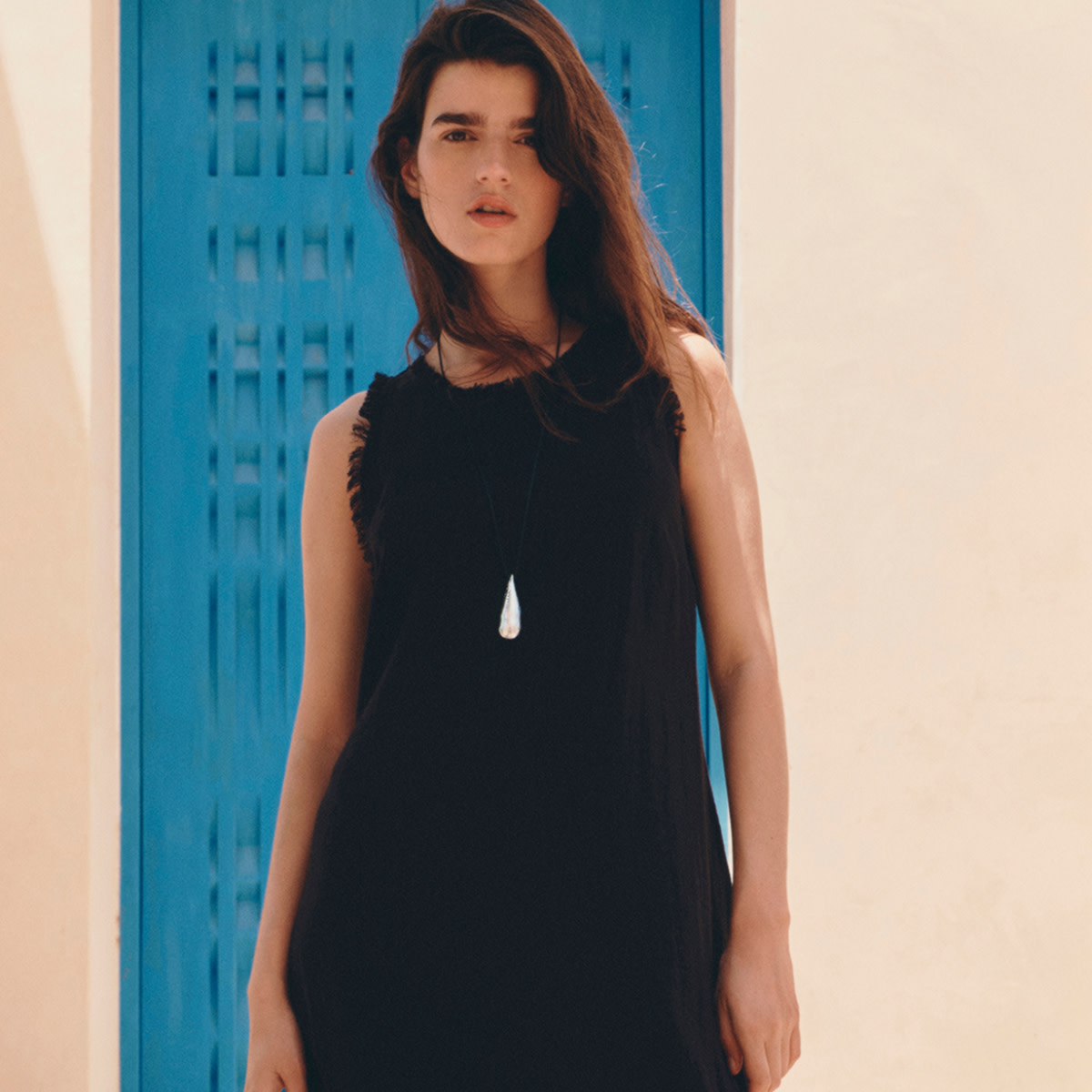 Woman in black dress