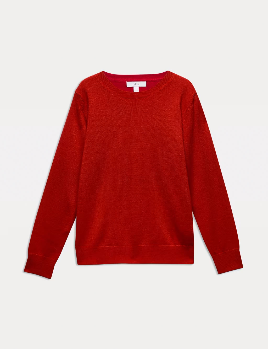 Women's red sparkly crew-neck jumper