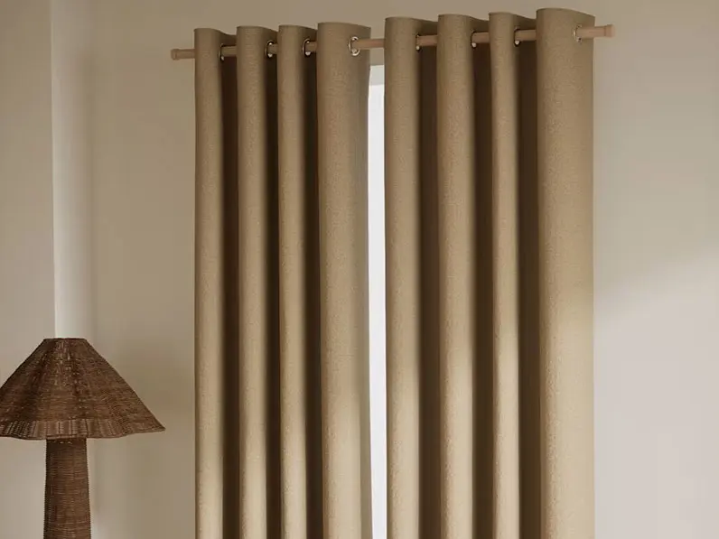 Curtains in living room with lamp