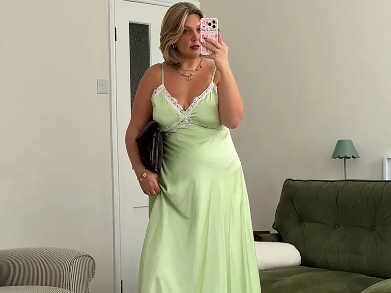 Woman in green dress