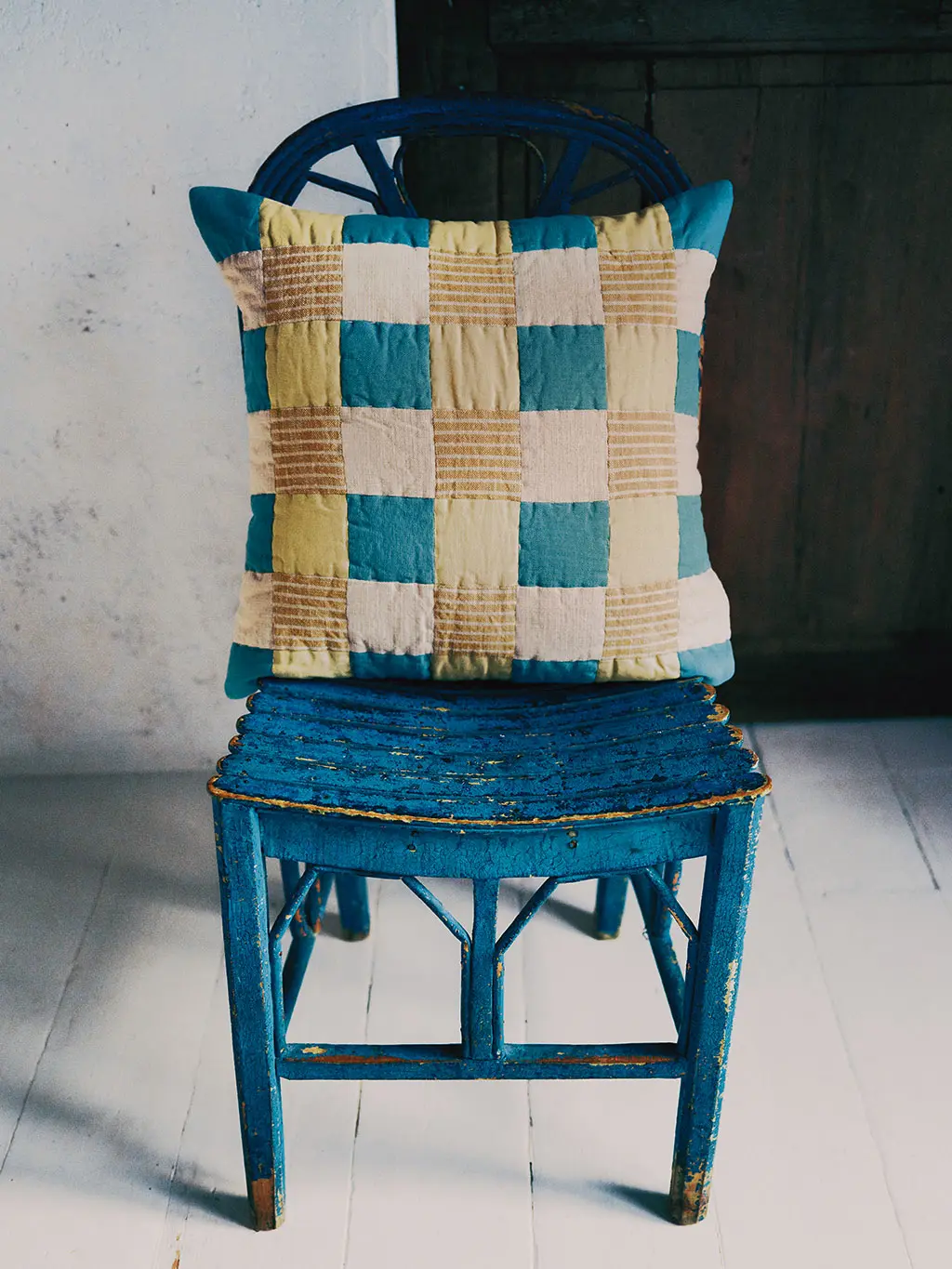 Patchwork cushion on a chair