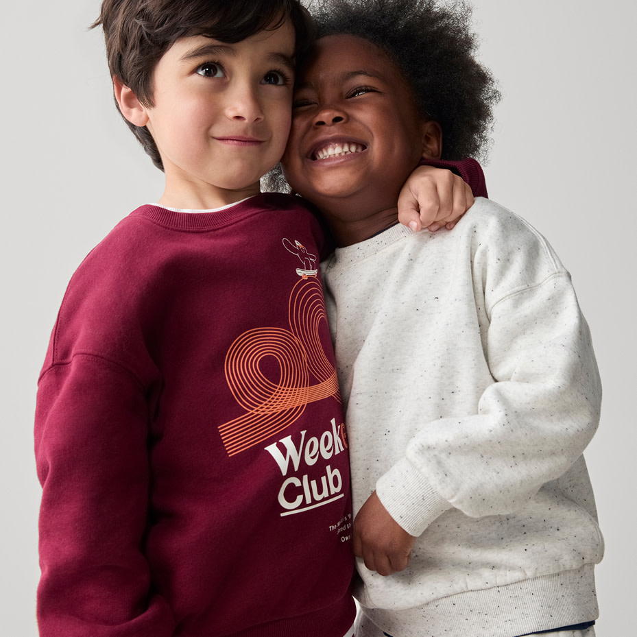 Boys wearing M&S sweatshirts