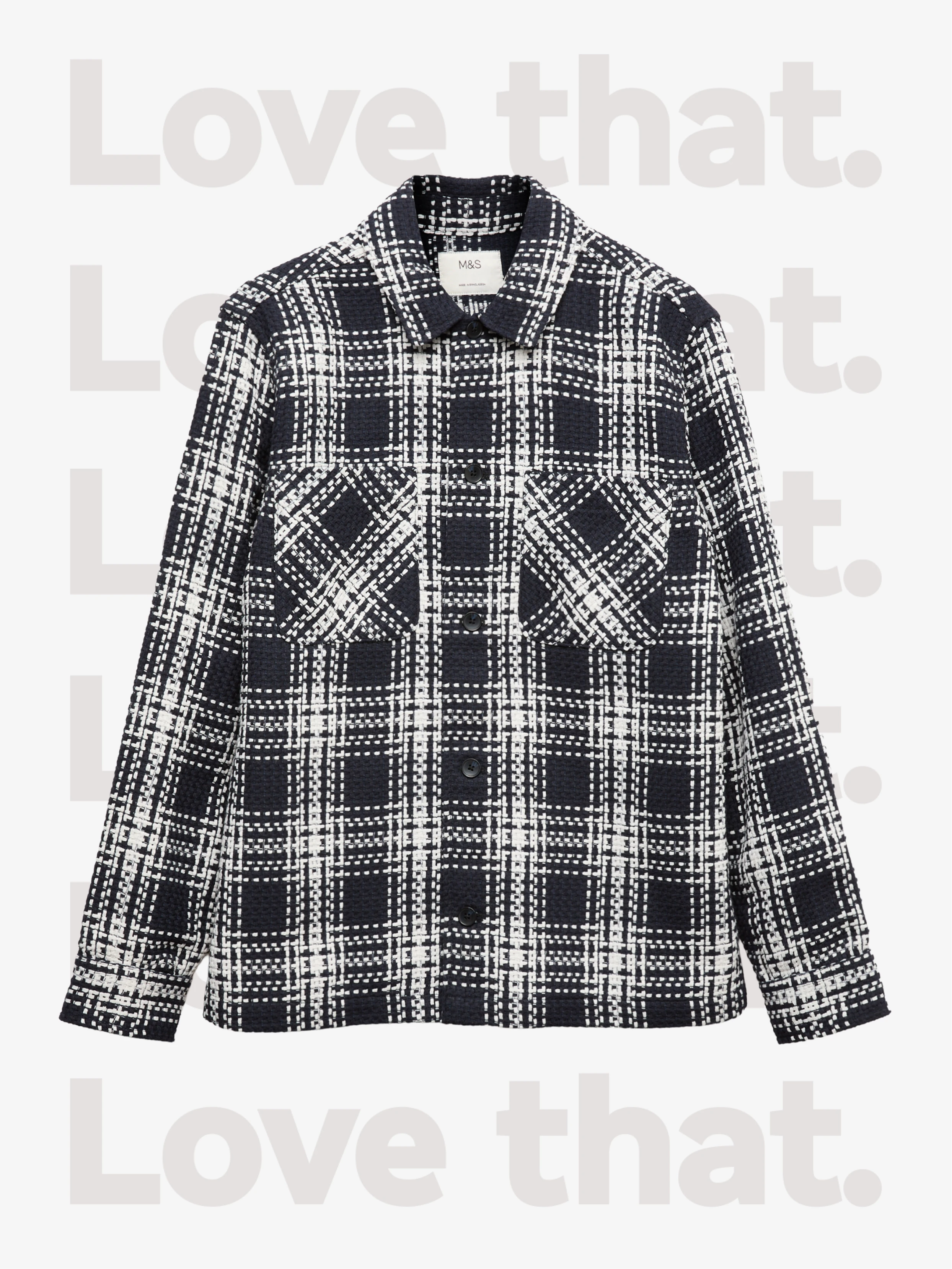 Men's navy checked overshirt